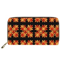 Dompet Panjang Custom dengan Ritsleting, Bahan Kulit PU, Dompet Wanita dan Pria, Tas Selempang Cetak dengan Tempat Kartu, Desain Tropis Hawaii