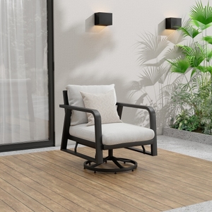 Silla Mecedora Giratoria de Aluminio para Exteriores, Moderna, con Cojín, Portátil y Cómoda, para Jardín y Terraza - Product Image 1