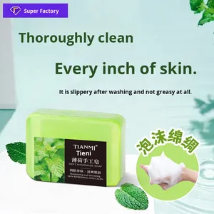 Оптовая продажа: Мыло ручной работы Tianmi с эфирным маслом мяты, 90 г, для глубокого очищения лица и тела, освежающее, нелипкое, стойкое - Product Image 4