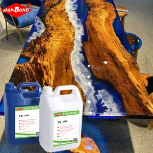 Les fabricants produisent une haute transparence en résine de silicone époxy a et b table à manger en bois massif