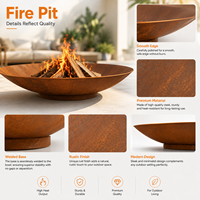 Brasero décoratif rustique en acier Corten martelé pour jardin, extérieur, patio, aménagement paysager, chauffage, brûleur à bois sans fumée