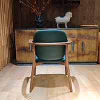 JP Chaise de salle à manger de style nordique minimaliste Turquoise Tissu doux Siège rembourré Confortable Bois de première qualité pour Restaurant Villa Utilisation