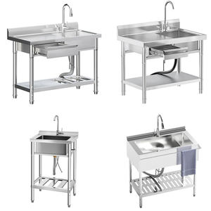 Vendita calda 304 in acciaio inox singolo ciotola lavello da cucina con bordo di scarico e vassoio per Home Restaurant - Product Image 3