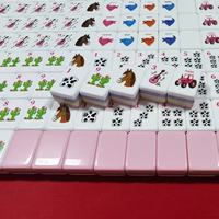 Jeu de Mahjong américain de style western rose, tuiles personnalisées à motifs de cactus, de chevaux et de guitares avec cartes Joker