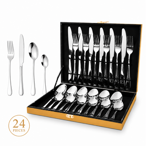 Juego de Cubiertos de Acero Inoxidable con Acabado Espejo de Lujo para Hotel, Boda, Restaurante, Juego de Cubiertos Plateados Modernos para Regalo - Product Image 1