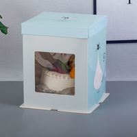 Vente en gros Boîte de papier rose design ronde, cylindre carré pour 10 à 12 pouces de haut gâteau au fromage avec fenêtre transparente