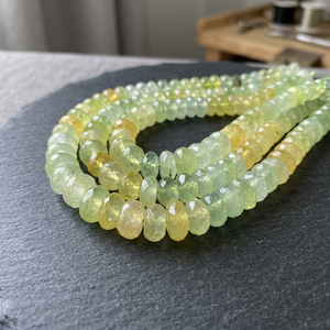 Perles de préhnite jaune facettées de qualité supérieure en vrac, 8 pouces, teintées, 8-10 mm, en forme de rondelle, brins de pierres précieuses, préhnite naturelle en vrac - Product Image 1