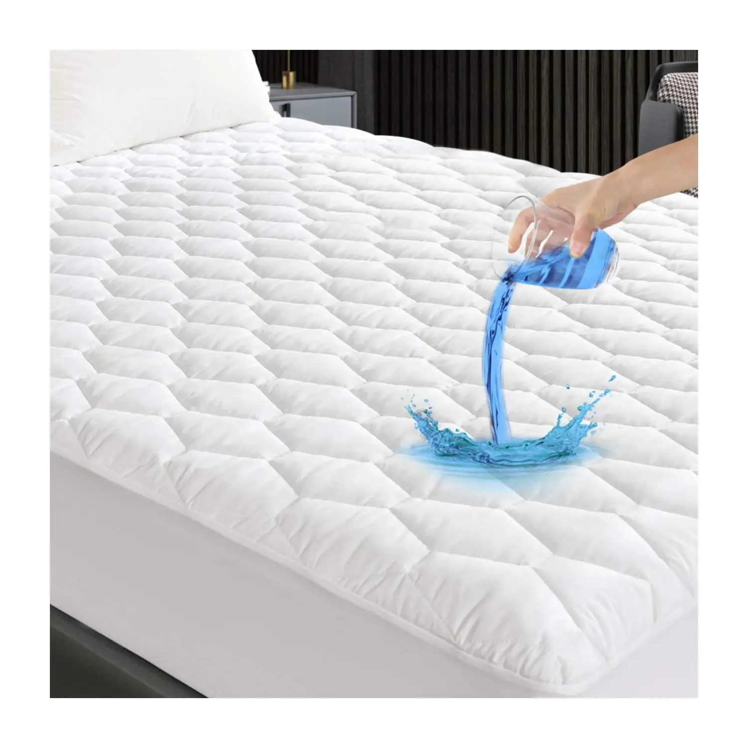 Couvre-lit matelassé en fibre de coton, sur mesure, anti-poussière, anti-acariens, pour hôtel, 100% unités