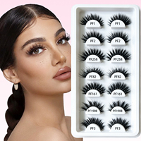 Faux cils en fibres synthétiques 3D de 25 mm, faits à la main, en bande complète, avec emballage personnalisé de luxe pour la vente en gros