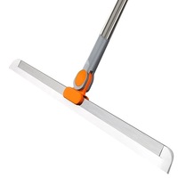 Balai à franges avec manche en plastique et acier Balai à eau Grattoir Outil de nettoyage de salle de bain pour sols et murs Utilisation en cuisine