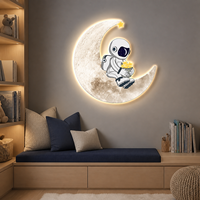 Décoration murale LED en cristal pour enfants, motif astronaute et lune, impression spatiale de dessin animé, pour chambre d'enfant, crèche, salle de jeux, intérieur moderne