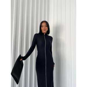 ชุดเดรสผ้าออตโตมันแบบมีซิป เนื้อผ้าปานกลาง ยืดหยุ่นได้ ผลิตจากโพลีเอสเตอร์และไนลอน - Product Image 2