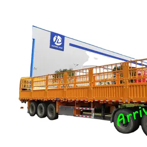 40ft Dieplader Vrachtwagen Aanhangwagen Met Lage Omheining Voor Houten Houten Stoel & Tafelvervoer Commerciële Vrachtwagenaanhangwagens