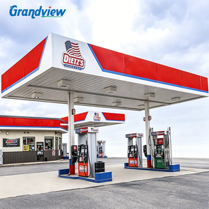 Tienda de conveniencia de bajo precio Estación de servicio de gas Dosel de gasolinera de acero ligero Luz LED de gasolina Diseño personalizado - Product Image 5