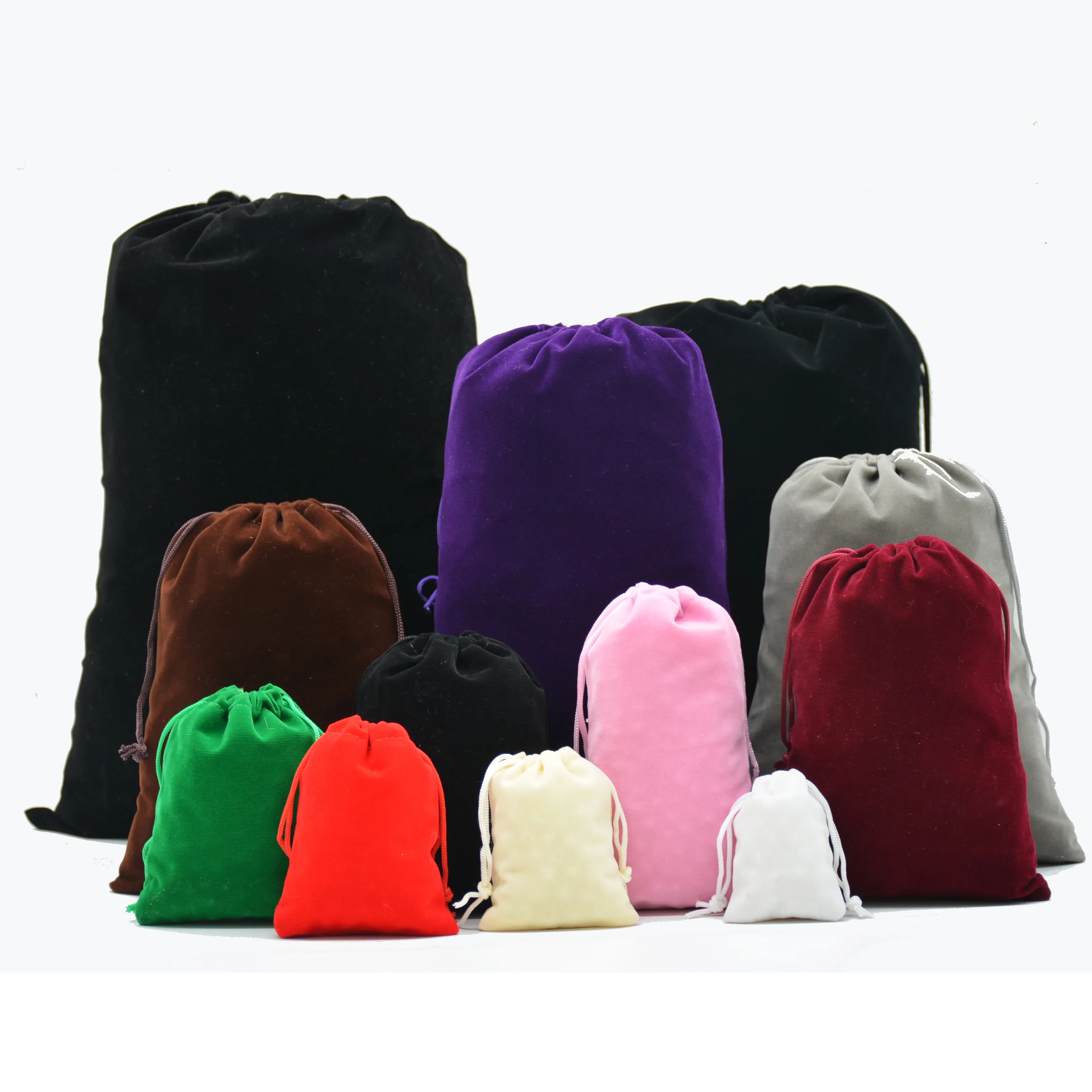 कस्टम आकार लोगो किया जा सकता रंग मखमल Drawstring बैग गहने पैकेजिंग मखमल पाउच निजीकृत उपहार बैग