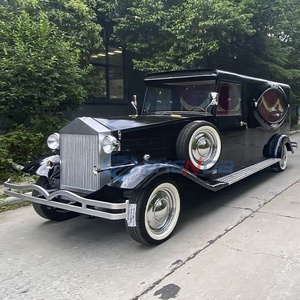 Voiture funéraire noire de style vintage avec détails chromés, pneus à flancs blancs, électrique, homologuée CE, marque ZD, transport spécial - Product Image 6