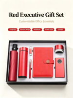 Ensemble cadeau d'affaires personnalisé 7-en-1 en acier inoxydable avec gravure de nom personnalisée, parapluie, gourde isotherme, carnet, stylo, batterie externe