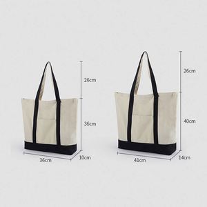Hot Sale Custom Logo Sublimation <b>Plain</b> Eco-Friendly Recycled Reusable <b>Large</b> Cotton <b>Canvas</b> Luxury Tote Shopping Bag Pockets - Product Image 4