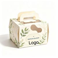 Boîte à gâteau de luxe personnalisée biodégradable avec fenêtre transparente et poignée en papier pour mariage, banquet et desserts festifs