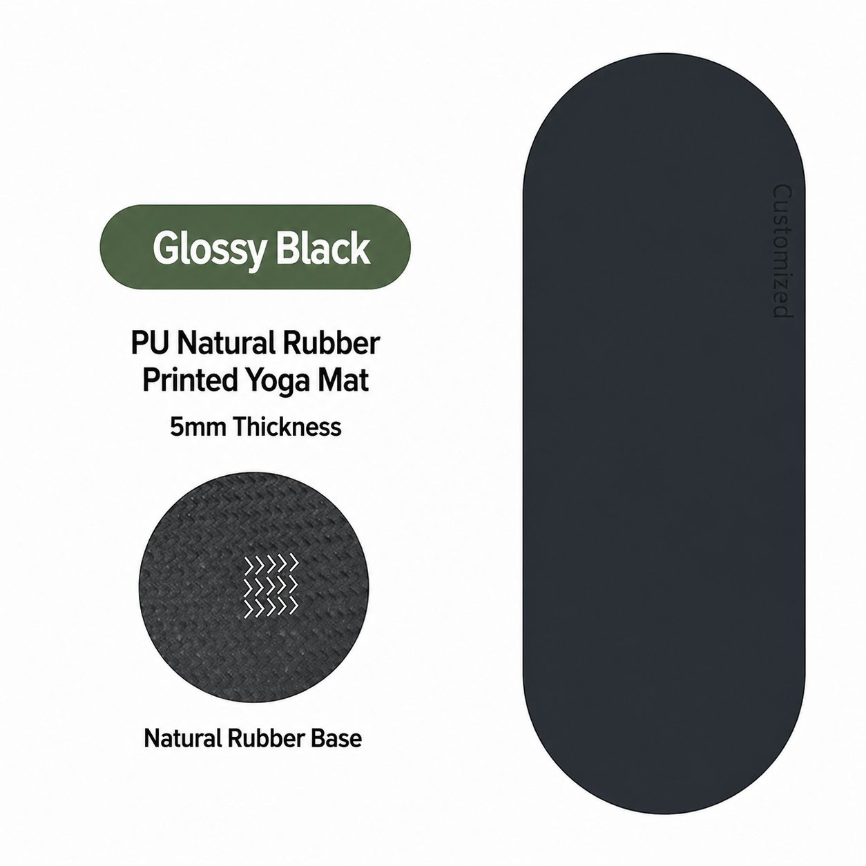 Surface lisse en PU noir, antidérapante double face