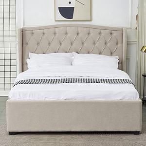 Lussuosa fabbrica di Honglin all'ingrosso colore Beige bottoni alata morbida testiera in velluto <span class=keywords><strong>tessuto</strong></span> imbottito doppio <span class=keywords><strong>letto</strong></span> - Product Image 5