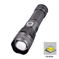 Lampe torche LED zoom industrielle P50 en alliage d'aluminium haute puissance 15W, étanche, pour usage quotidien