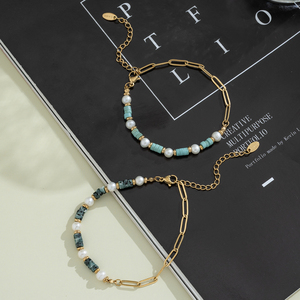 Bingxin New Fashion Colorful Beads Stone Splicing Paper Clip Chain Rope Fresh Pearl Beaded Bracelet <strong>Jewellery</strong> for Women Girls - Product Image 3