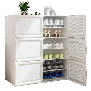 Shoe Rack <b>Plastic</b> Multi Layer Dustproof Storage Cabinet For Entryway Home Use Modern Minimalist Design - Product Image 5