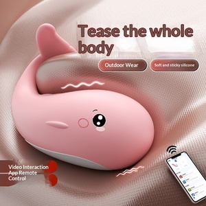 Leather whale wearable <b>vibrating</b> egg remote interactive app applet <b>vibrates</b> G-spot masturbation female wearable toy - Product Image 1