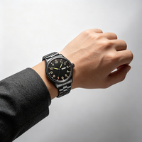 Montre de terrain vintage pour homme avec logo personnalisé, 43 mm, cadran carré en alliage d'acier inoxydable, aiguilles, double calendrier, quartz, fabricant OEM