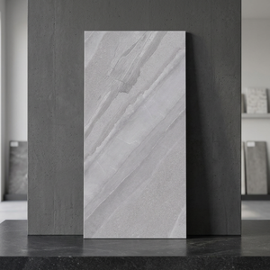 Azulejos de porcelana con aspecto de mármol gris claro exótico de 600x1200 mm, pulidos, blancos, para pisos y paredes, para proyectos. - Product Image 1