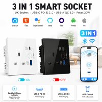 Prise murale intelligente Tuya 86x86 WiFi Zigbee UK avec chargeur USB Type C, contrôle à distance par application, verrouillage enfant, vente directe usine