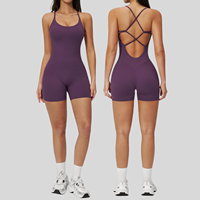 Combinaison de yoga une pièce pour femme, dos ouvert, froncée, effet push-up fessier, tenue de sport pour la gym, le Pilates et l'entraînement