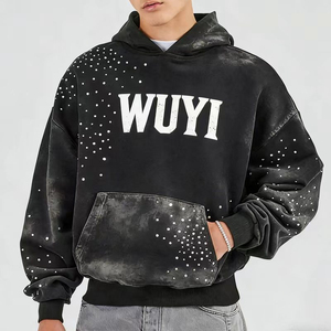 Men's Luxury Rhinestone Zipper Hoodie | Designer Bling Sweatshirt <b>for</b> Streetwear Customized Club Party <b>Hip</b> Hop Outwear - Product Image 1