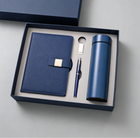 Vente en gros d'ensemble de bouteilles Agenda A5 de luxe pour affaires coffret cadeau Carnet A5 en cuir gris personnalisable avec stylo, tasse thermique et USB