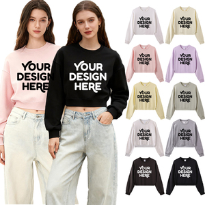 <span class=keywords><strong>Felpa</strong></span> Corta da <span class=keywords><strong>Donna</strong></span> DOVEARK con Logo Personalizzato, 330G S-XL, 85% Cotone 15% Poliestere, Collo Tondo, Tessuto Spugna Pesante - Product Image 1