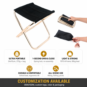 Ultralight Portable Folding <b>Stool</b>, 7075 Aluminum Camping, 80kg Load 1-Second Open, Custom Logo <b>Low</b> MOQ OEM, Dropshipping - Product Image 1