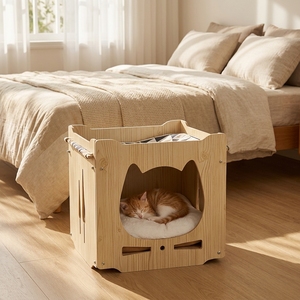 Nouvelle Villa en Bois Empilable Multi-niveaux pour Animaux de Compagnie, Maison Fermée Quatre Saisons, Double Couche - Product Image 3