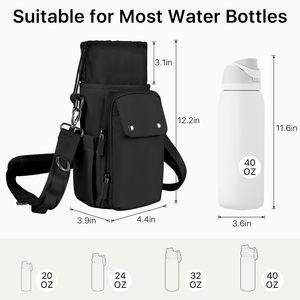 Porte-bouteille d'eau avec sangle 24 32 40oz, sac isotherme bandoulière pour bouteille d'eau avec sangle réglable et pochette - Product Image 2