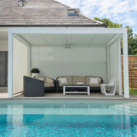 Pergola à persiennes électrique extérieure en aluminium 3x3-3x5m Système d'éclairage LED personnalisable Patio Balcon Pergola Nature Pression