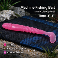 Leurres de pêche au bar WZ Tioga 3" 4" fabriqués à la machine, queue en T, plusieurs couleurs au choix, écologiques, vente en gros et personnalisation en usine