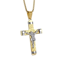 Colliers Pendentifs en Acier Inoxydable PVD avec Prière du Seigneur, Verset Biblique, Jésus Crucifix, Croix Religieuse, Symbole de Foi, Bijoux de Mode Raffinés