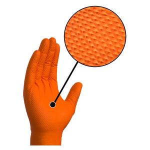 Gants de travail en nitrile à grip diamanté, robustes, épais, noirs et orange, 8 mil, durables, pour mécaniciens, réparation automobile et usage industriel. - Product Image 6