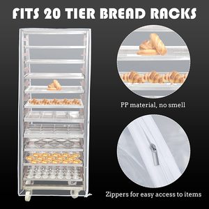 Texpack Bun Pan Rack Cover <span class=keywords><strong>avec</strong></span> fermetures à glissière, Couvercle de support de casserole en plastique transparent - Product Image 5