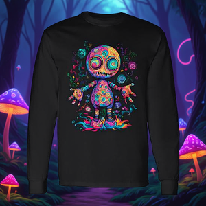 T-shirt à manches longues unisexe à col rond avec impression numérique motif poupée Vaudou tourbillonnante, promotionnel pour adultes - Product Image 3