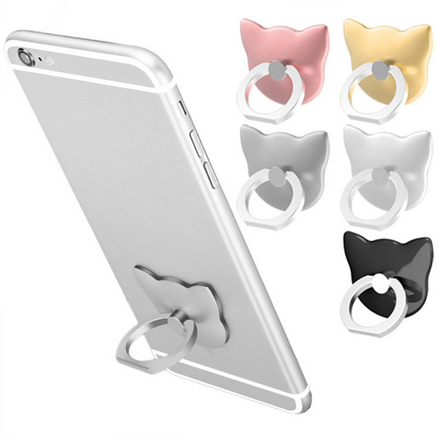 Clear Cat Finger Ring Mobile Phone Stand Holder for iPhone XS Huawei Samsung Cell Smart Round Phone Ring Holder Car Mount Stand