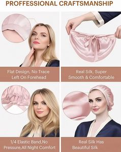 Bonnet de nuit en soie 100% naturelle de mûrier pour femme - Product Image 3
