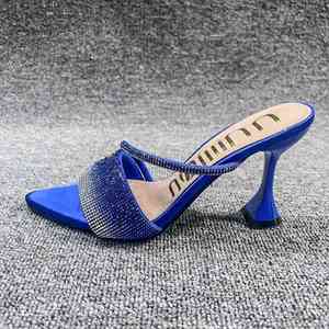 Sandalias de Tacón con Pedrería y Punta Abierta, Estilo Coreano, Primavera/Verano 2024, para Mujer - Product Image 3