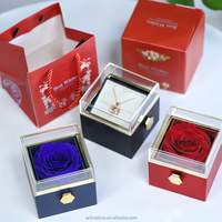 Boîte Cadeau Rotative de Roses Éternelles les Plus Vendues – Fleurs Fraîches Longue Durée (3-5 Ans) pour Cadeaux de Noël – Couleur Personnalisable