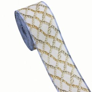 Nouveauté : Ruban en toile de jute filé à thème côtier de 6,3 cm x 10 yards pour la décoration intérieure côtière et l'emballage de cadeaux de plage - Product Image 2